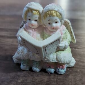 Adorable Twin Angel Figurine with Book